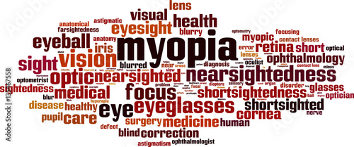 Myopia word cloud concept. Vector illustration