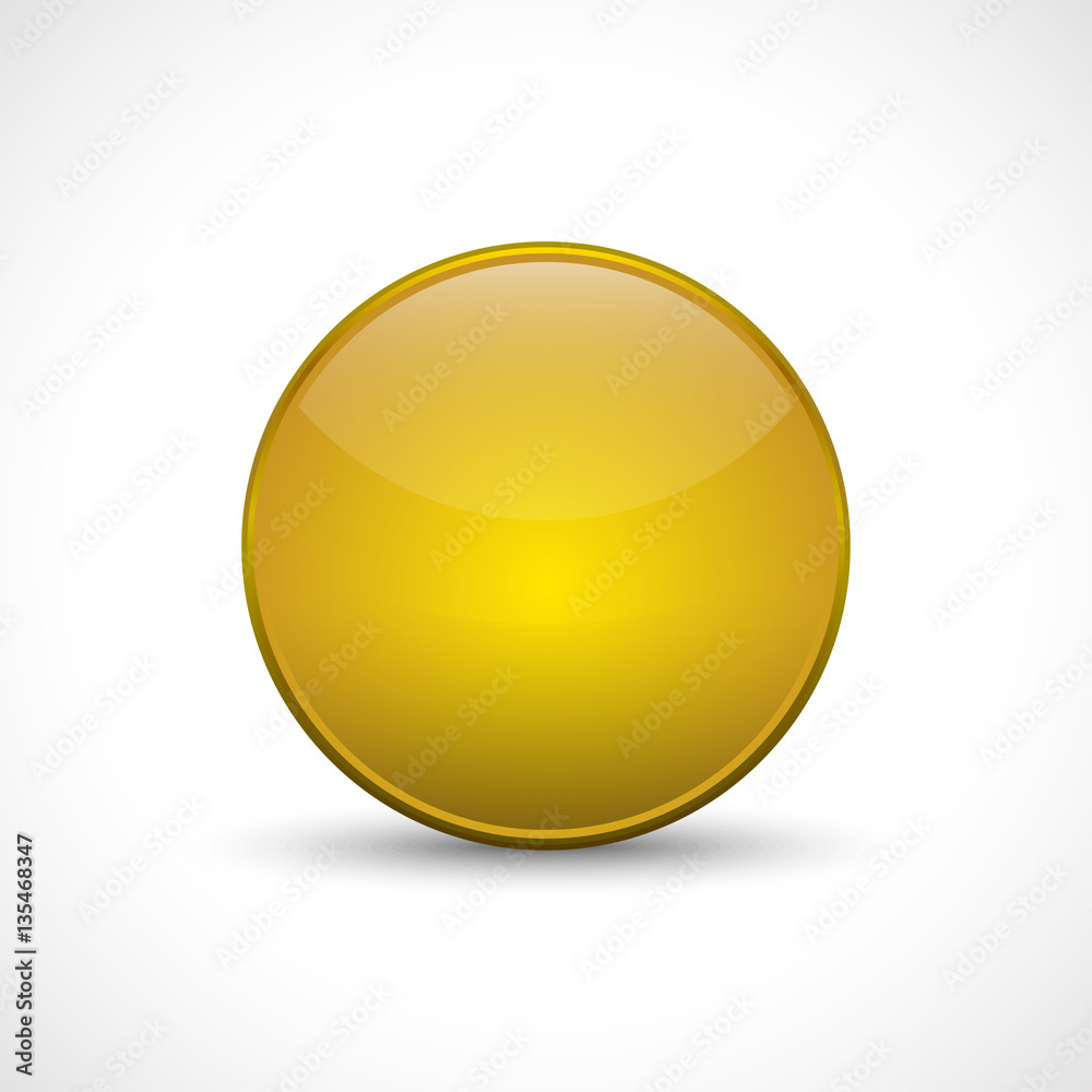 Yellow glossy button. Template for icons