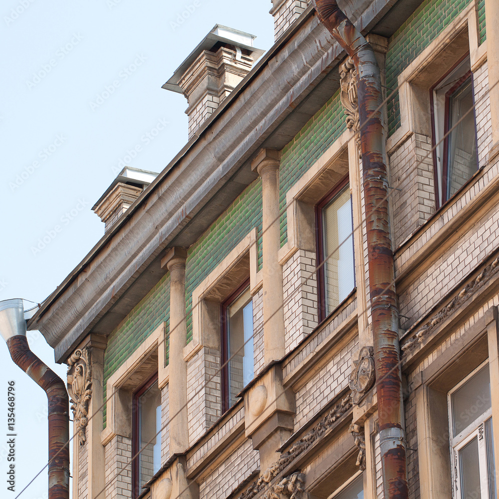 windows with moldings in an old building