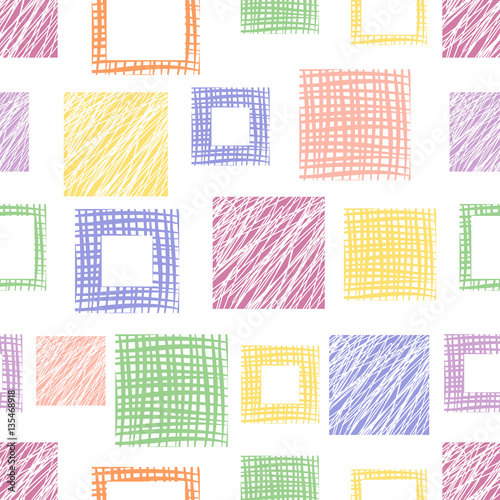 Seamless vector geometrical pattern pastel endless background with hand drawn textured geometric figures. Graphic vector illustration