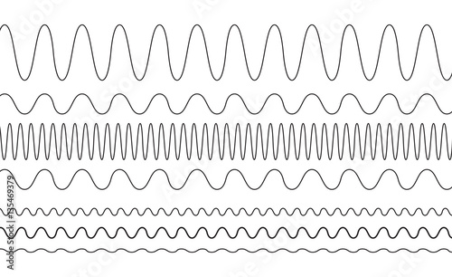 sin waves with different frequencies and amplitudes vector graph