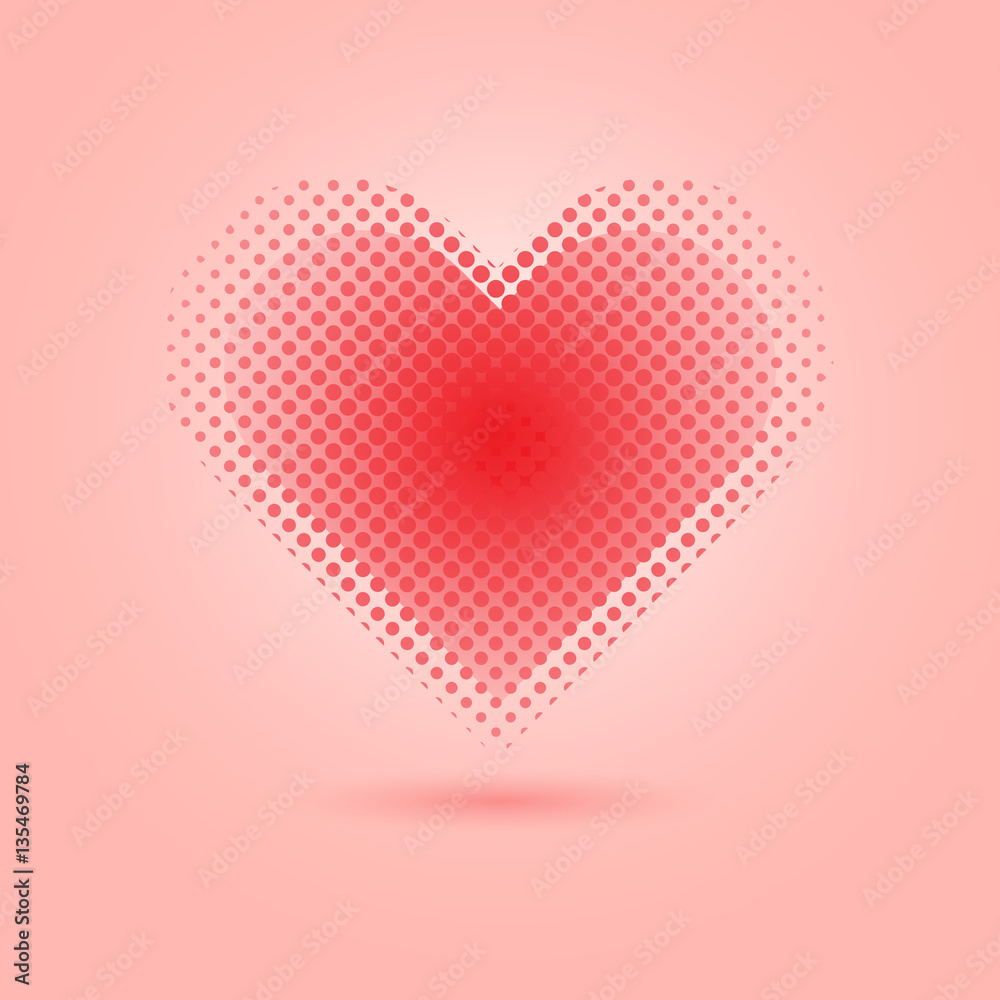 Red heart halftone on pink background. Red heart halftone on pink background.