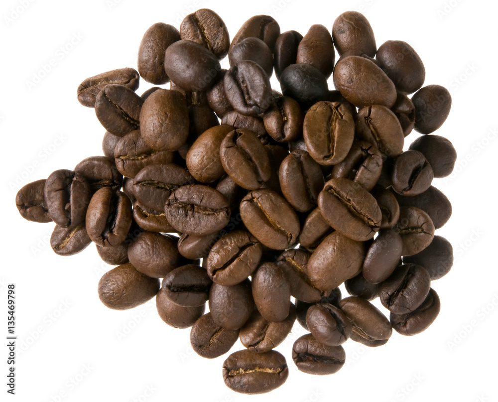 Obraz premium Kaffeebohnen auf Weiß