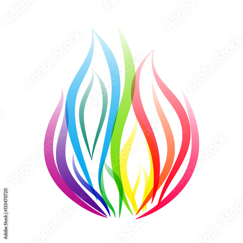 Rainbow fire flame symbol