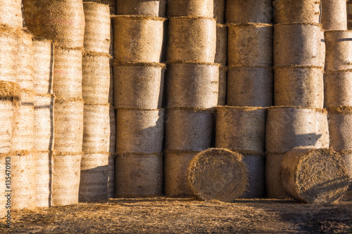 hay bales in farm storage