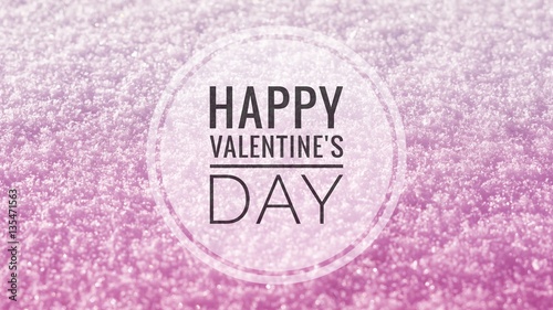 Happy Valentine's Day card on shiny pink glitter background