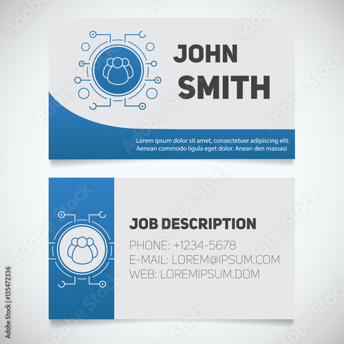 Business card print template with group of people logo