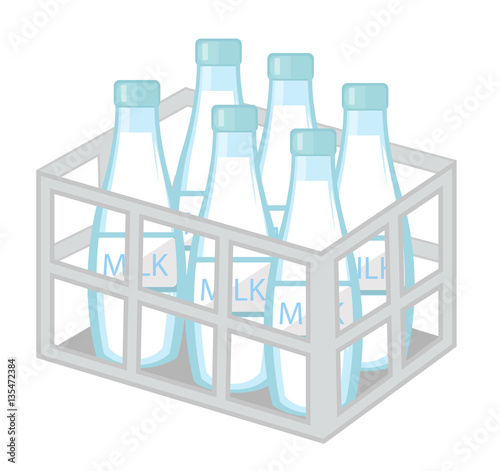 Milk in iron box icon flat style. Isolated on white background. Vector illustration