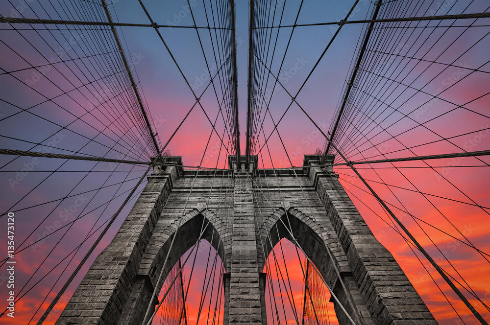 Brooklyn bridge in NYC, USA - obrazy, fototapety, plakaty 