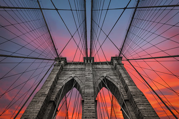 Fotobehang Brooklyn Bridge Brooklyn Bridge in New York City  © misu