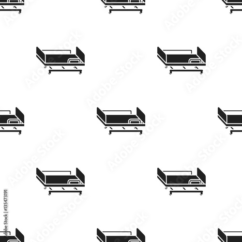 Hospital gurney icon in black style isolated on white background. Medicine and hospital pattern stock vector illustration.