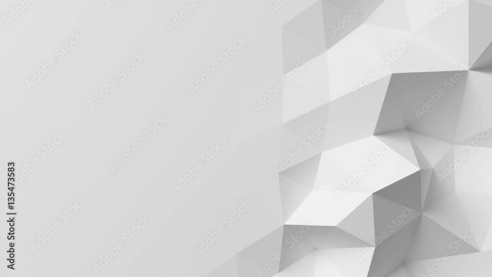 Beautiful White Polygonal Wall Waving in Looped Abstract 3d Animation. Seamless Background Concept in 4k, 3840x2160, Ultra HD.
