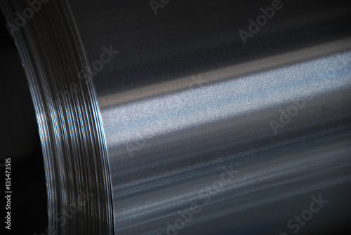 Billede på lærred Aluminum sheet metal wound on a coil