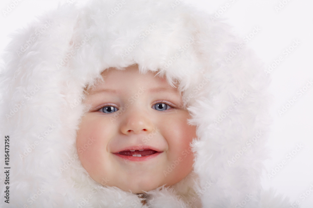 cute baby with rabbit costume