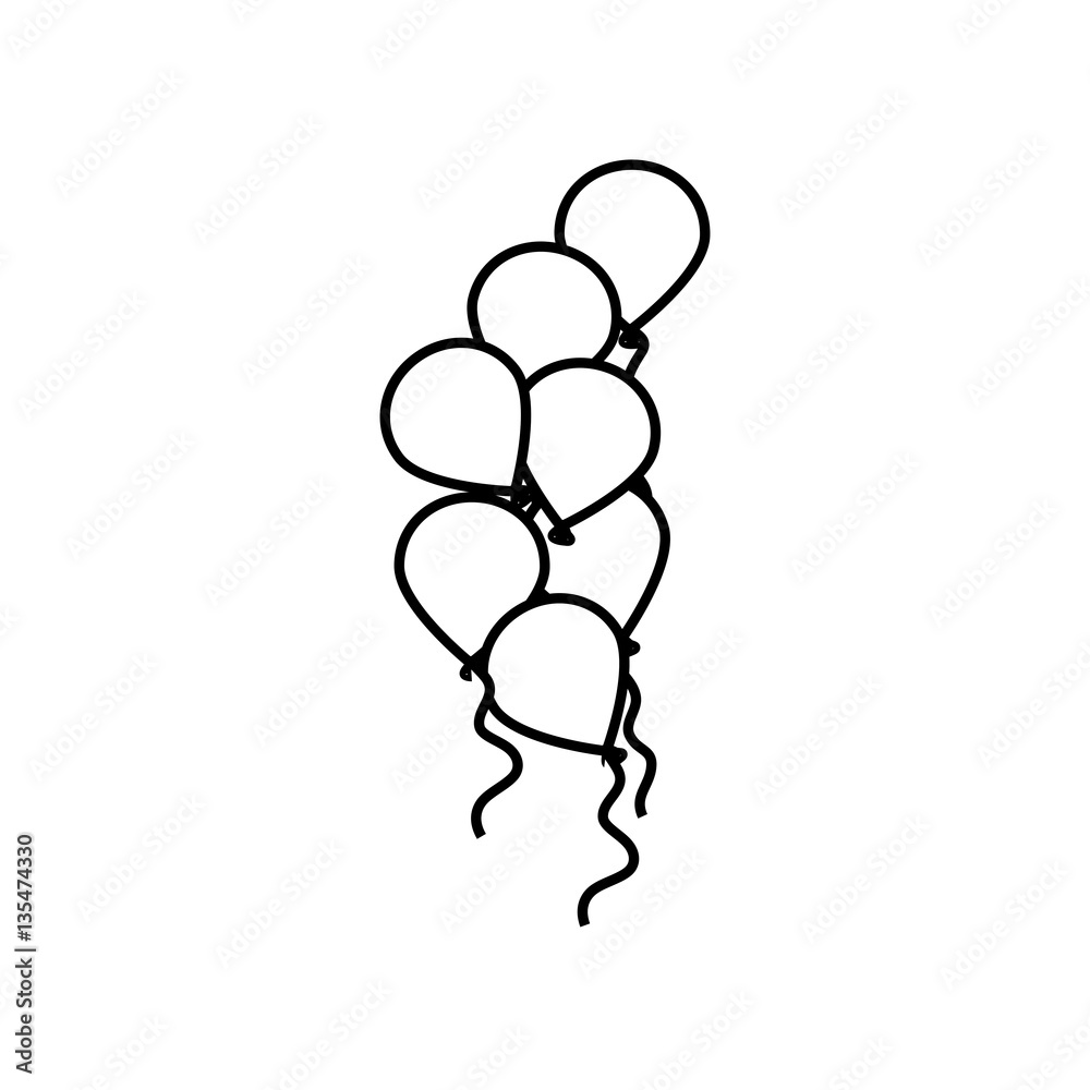 Decorative Birthday balloons icon vector illustration graphic design