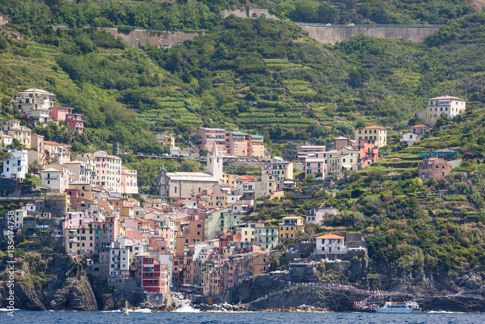 The village of Riomaggiore of the Cinque Terre