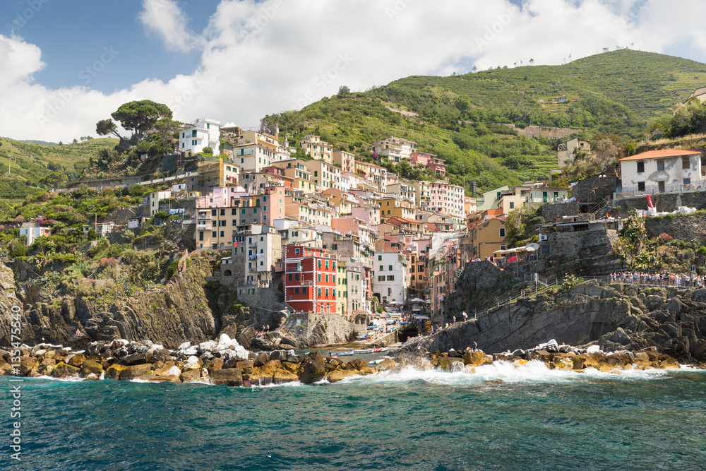 The village of Riomaggiore of the Cinque Terre,