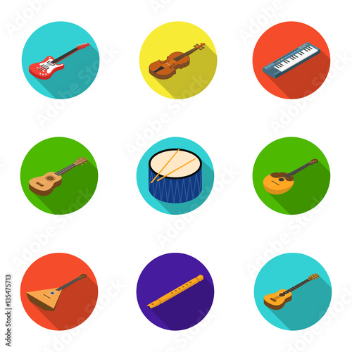 Musical instruments set icons in flat style. Big collection of musical instruments vector symbol stock illustration