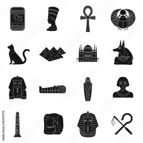 Ancient Egypt set icons in black style. Big collection of ancient Egypt vector symbol stock illustration