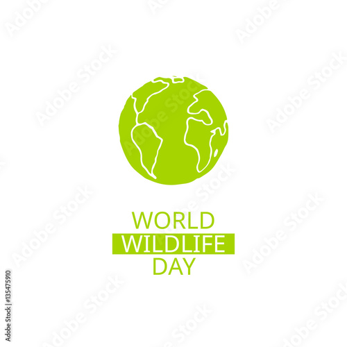 World Wildlife Day. Vector design element. Suitable for souvenir magnet, sticker, poster, banner