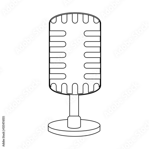 monochrome contour with condenser microphone vector illustration