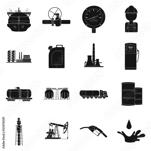 Oil industry set icons in black style. Big collection of oil industry vector symbol stock illustration