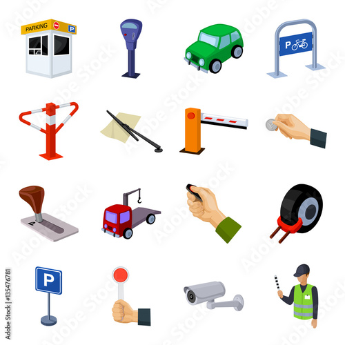 Parking zone set icons in cartoon style. Big collection of parking zone vector symbol stock illustration