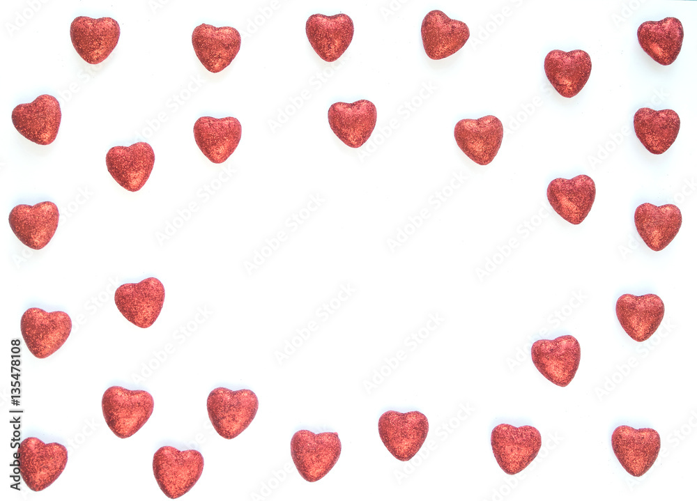 Heart isolated on the white background. Saint Valentines Day card. Mock-up. Shallow Selective focus. Copyspace. Top view Heart isolated on the white background. Saint Valentines Day card. Mock-up. Shallow Selective focus. Copyspace. Top view