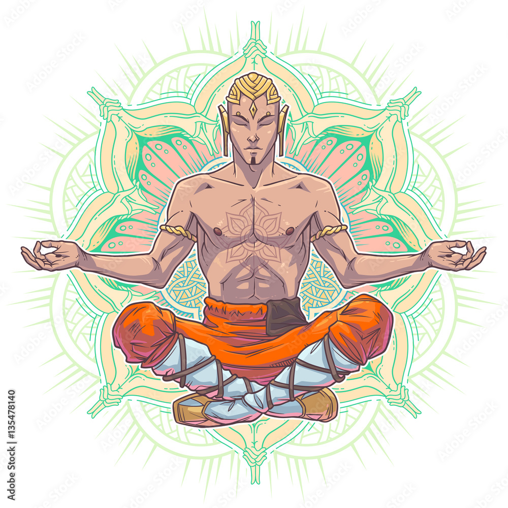  yoga man in a lotus position.