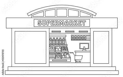 Supermarket outline illustration