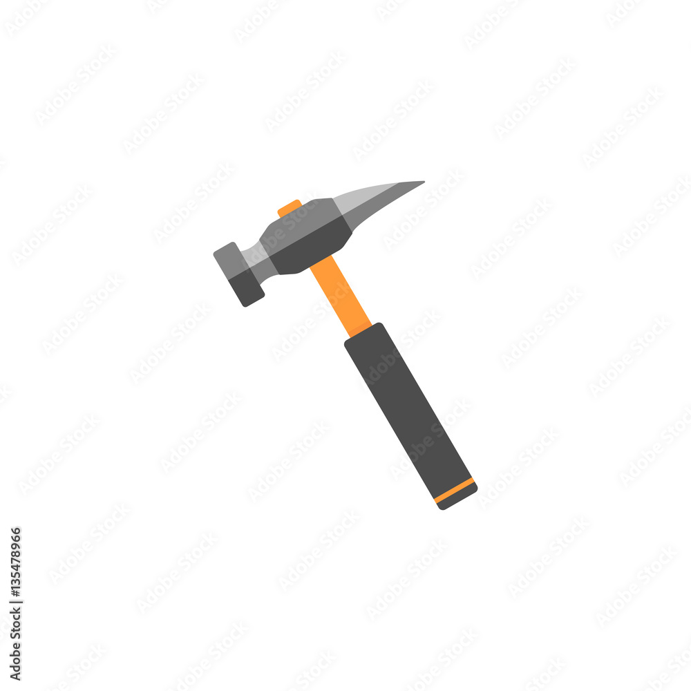 Hammer flat icon, build & repair elements, construction tool, a colorful solid pattern on a white background, eps 10. Hammer flat icon, build & repair elements, construction tool, a colorful solid pattern on a white background, eps 10.