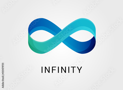 Blue abstract infinity, endless symbol and icon, modern clean style