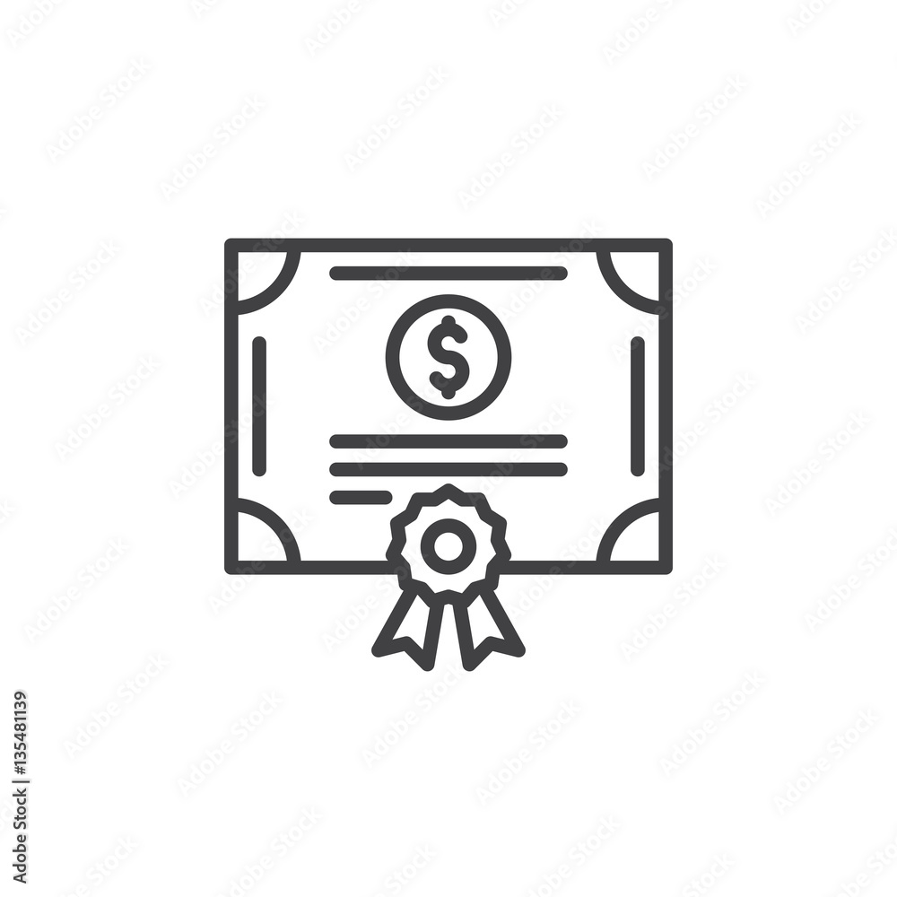 Stock Share Certificate Line Icon Outline Vector Sign Linear Pictogram Isolated On White Bonds Securities Symbol Logo Illustration Stock ベクター Adobe Stock