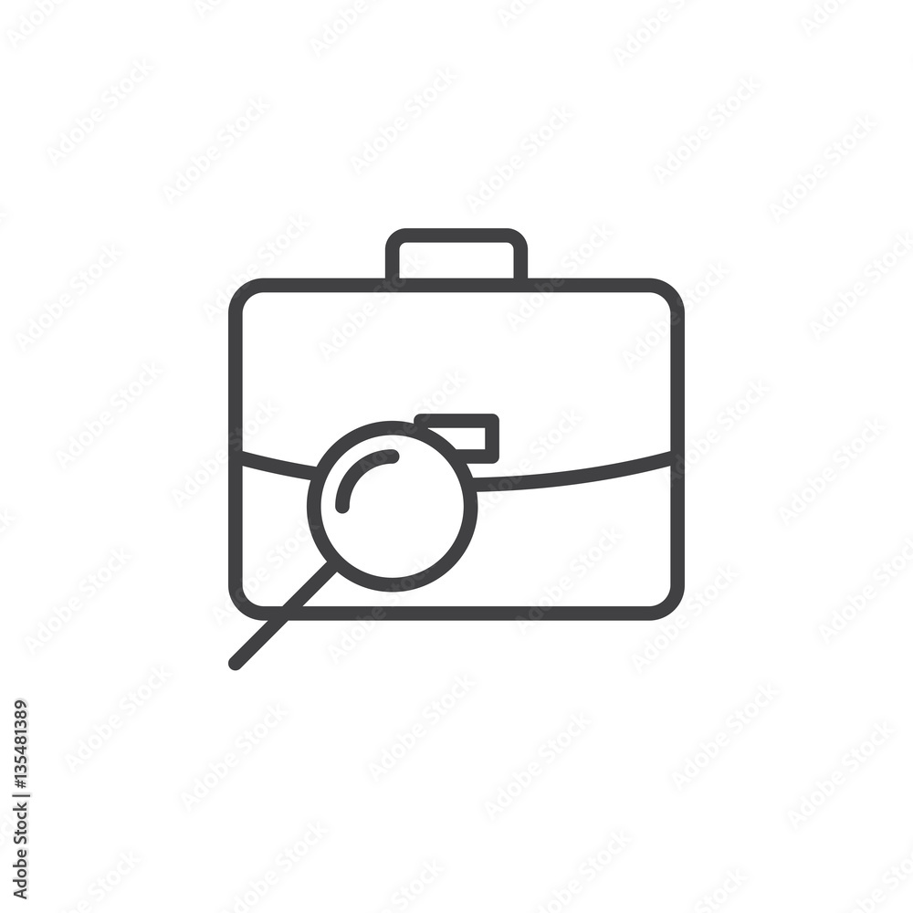 Find job, portfolio search line icon, outline vector sign, linear pictogram isolated on white. Symbol, logo illustration Find job, portfolio search line icon, outline vector sign, linear pictogram isolated on white. Symbol, logo illustration