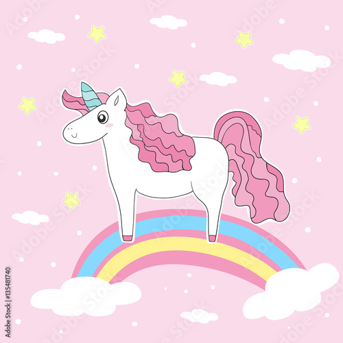 Cute card with unicorn