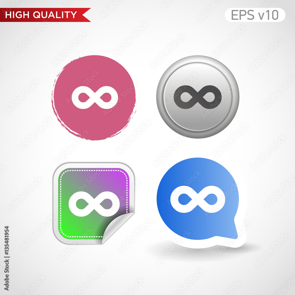 Colored icon or button of infinity symbol with background