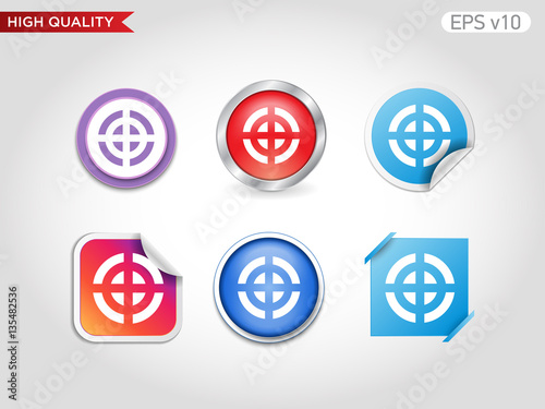 Colored icon or button of target symbol with background