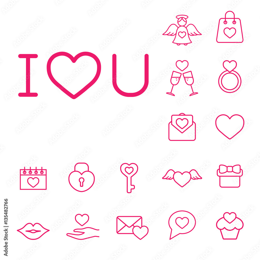 i love you text line icon background