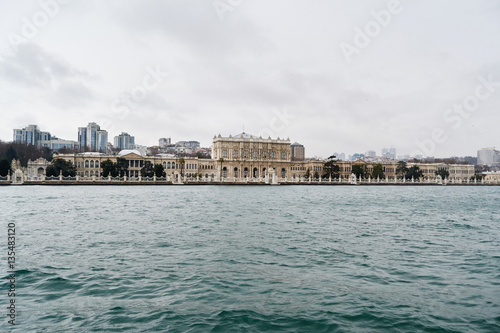 Dolmabahce Palace in the Bosphorus strait in Istanbul Turkey