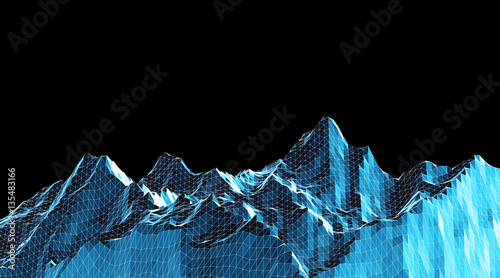 Low poly mountains landscape. Polygonal background © annettbro