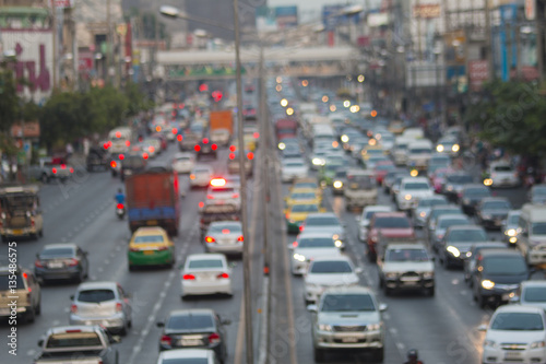 blurred traffic jam with light © ninenoy101