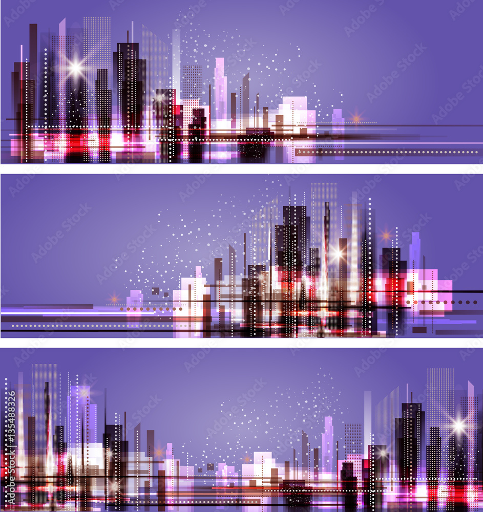 Night city background, vector illustration