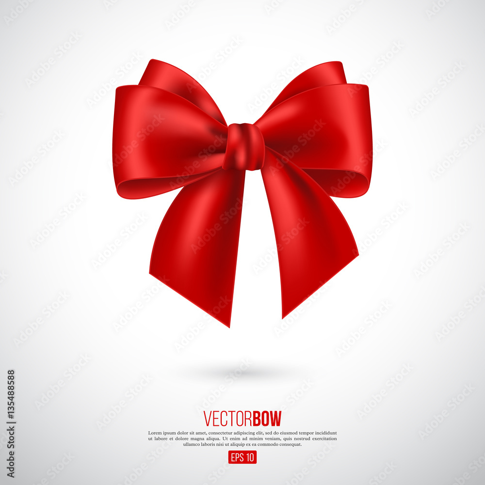Realistic red bow and ribbon. Realistic red bow and ribbon.