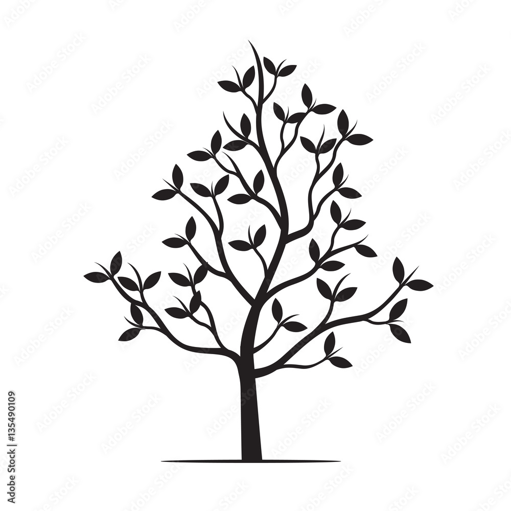 Black Tree and Leafs. Vector Illustration. Black Tree and Leafs. Vector Illustration.