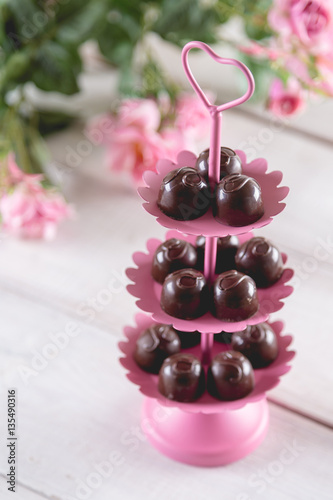 Tasty valentine ‘s sweets with roses photo