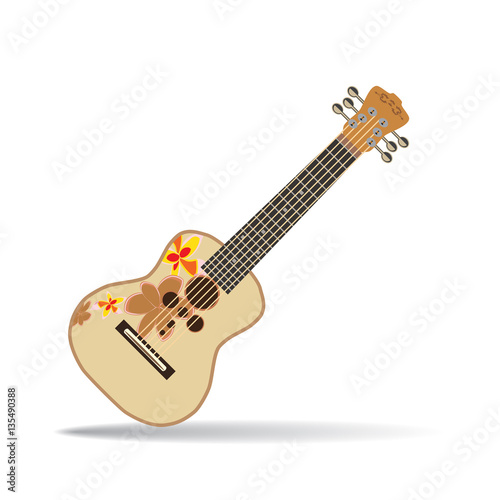 Vector illustration of hawaiian guitar ukulele isolated on white background.