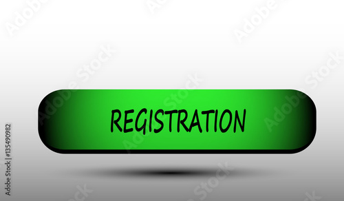 Icon of registration with dark shadow. Isolated green 3d frame. Concept of connections