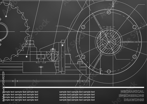 Vector drawing. Mechanical drawings on a black background. Engineering illustration. Corporate Identity