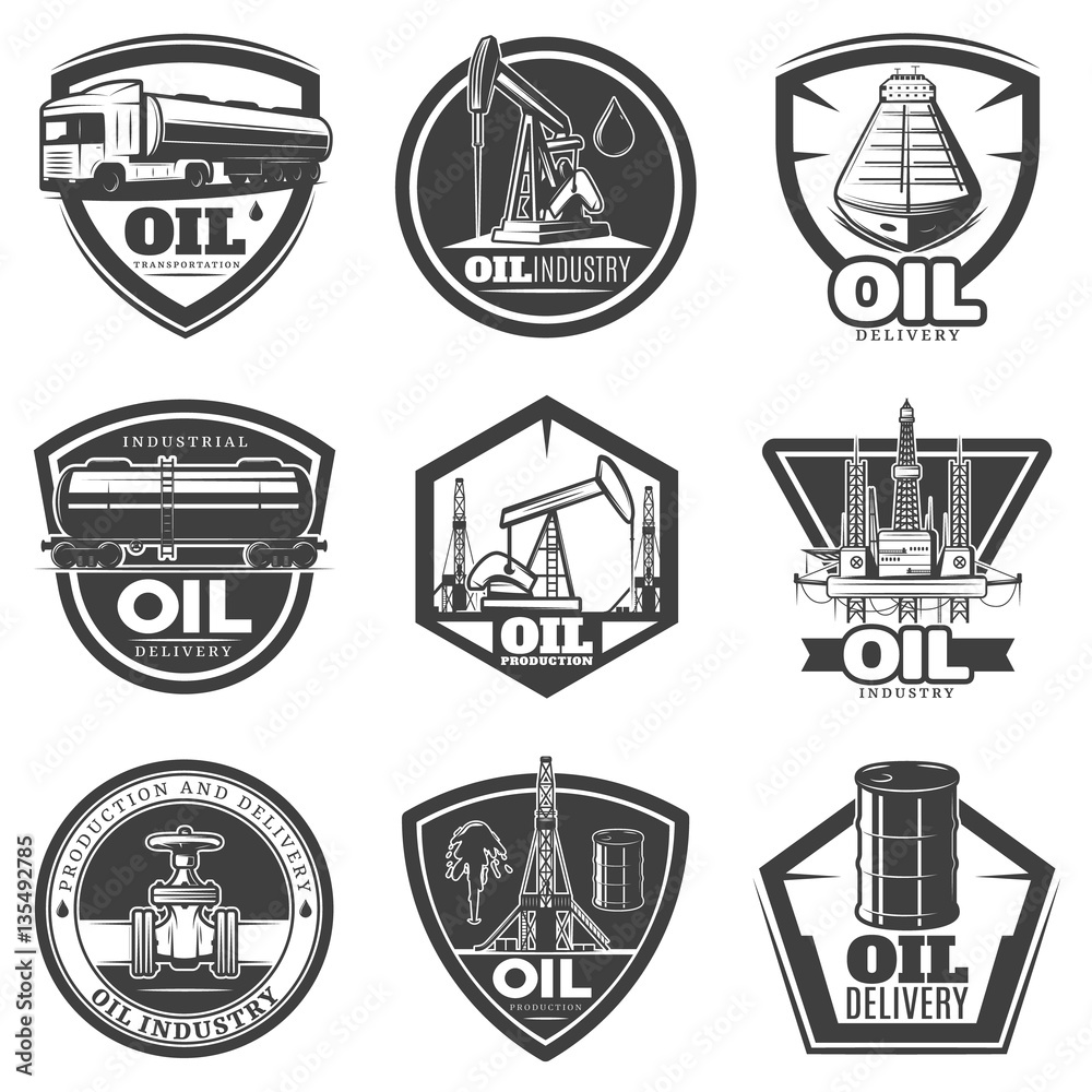 Monochrome Oil Industry Labels