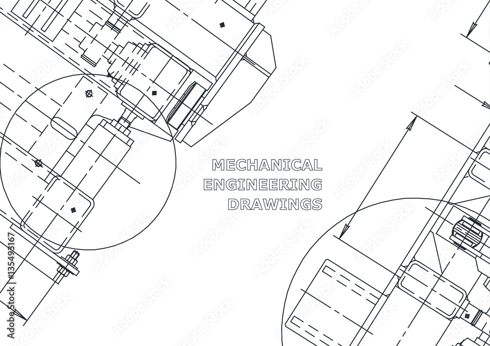 Blueprints. Mechanics. Cover. Mechanical Engineering drawing. Engineering design, construction